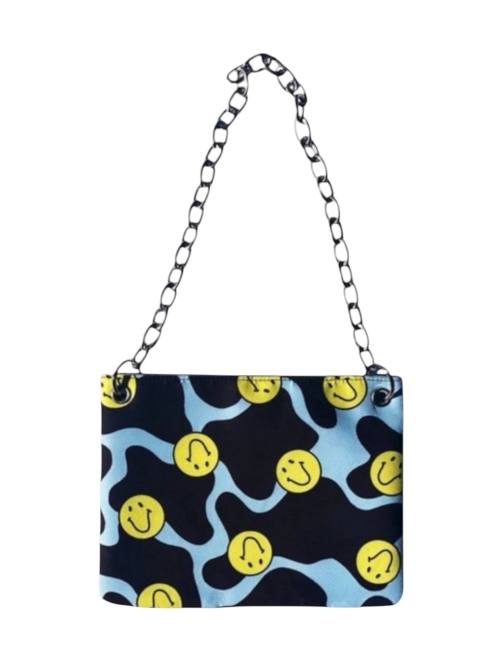 VHTF: new Valfre ☻︎ Serotonin Smiley Face Bag ☻︎ Chain Strap ☻︎ Black Faux Suede - Picture 5 of 16